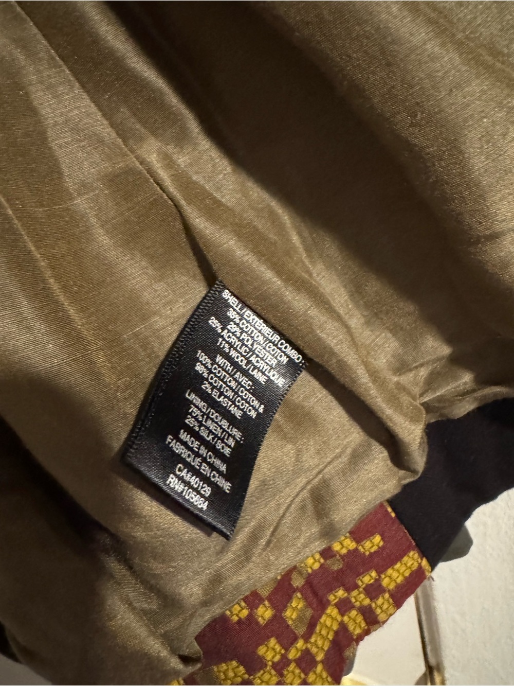 L.A.M.B. Olive Green & Burgundy Mosaic Double-Breasted Blazer - Picture 5 of 5
